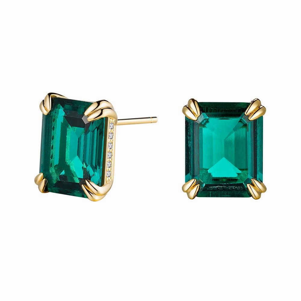 10 Ctw Double Prong Set Emerald Cut Emerald Stud Earrings Radiant Choice Stunning Selection