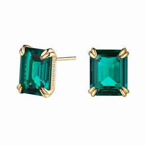 10 Ctw Double Prong Set Emerald Cut Emerald Stud Earrings Radiant Choice Stunning Selection