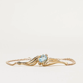 Seasonal Match Statement Accessory 14k Blue Topaz & Diamond Bracelet | 1.00ct, 0.02ctw | 7"