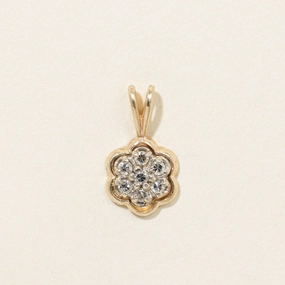 Modern Layer 14k Diamond Cluster Flower Pendant