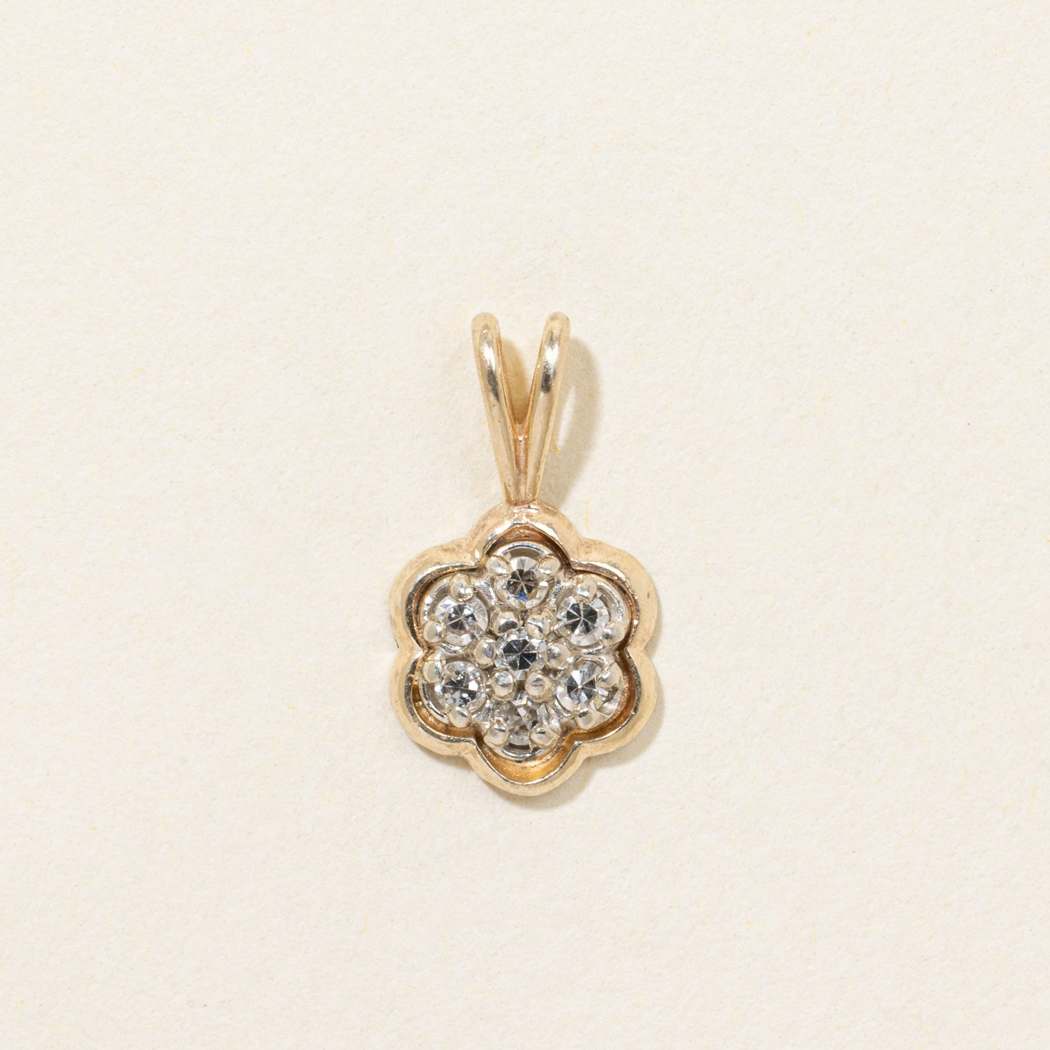 Modern Layer 14k Diamond Cluster Flower Pendant