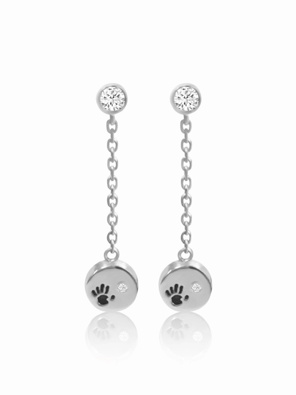 Business Trinket 14k Diamond Love Is In Your Hands Dangling Earrings