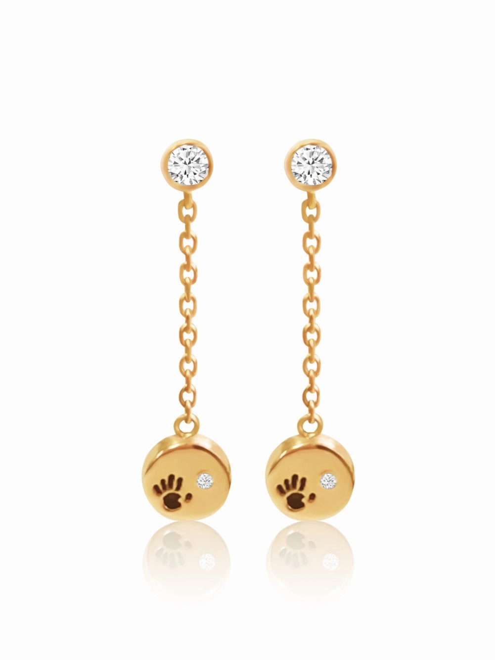 Shining Design City Look 14k Diamond Love Is In Your Hands Dangling Earrings