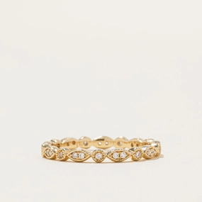 Bold Sparkle Artisan Detail 14k Eternity Diamond Scalloped Band | 0.10ctw | 2.25mm | SZ 6.5