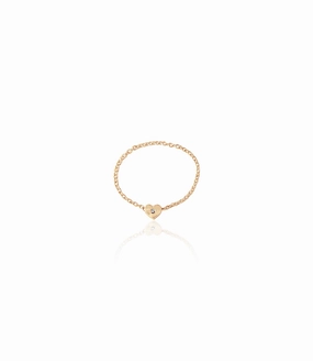 14K Gold & Diamond Soft Chain Mini Heart Ring Bridal Set