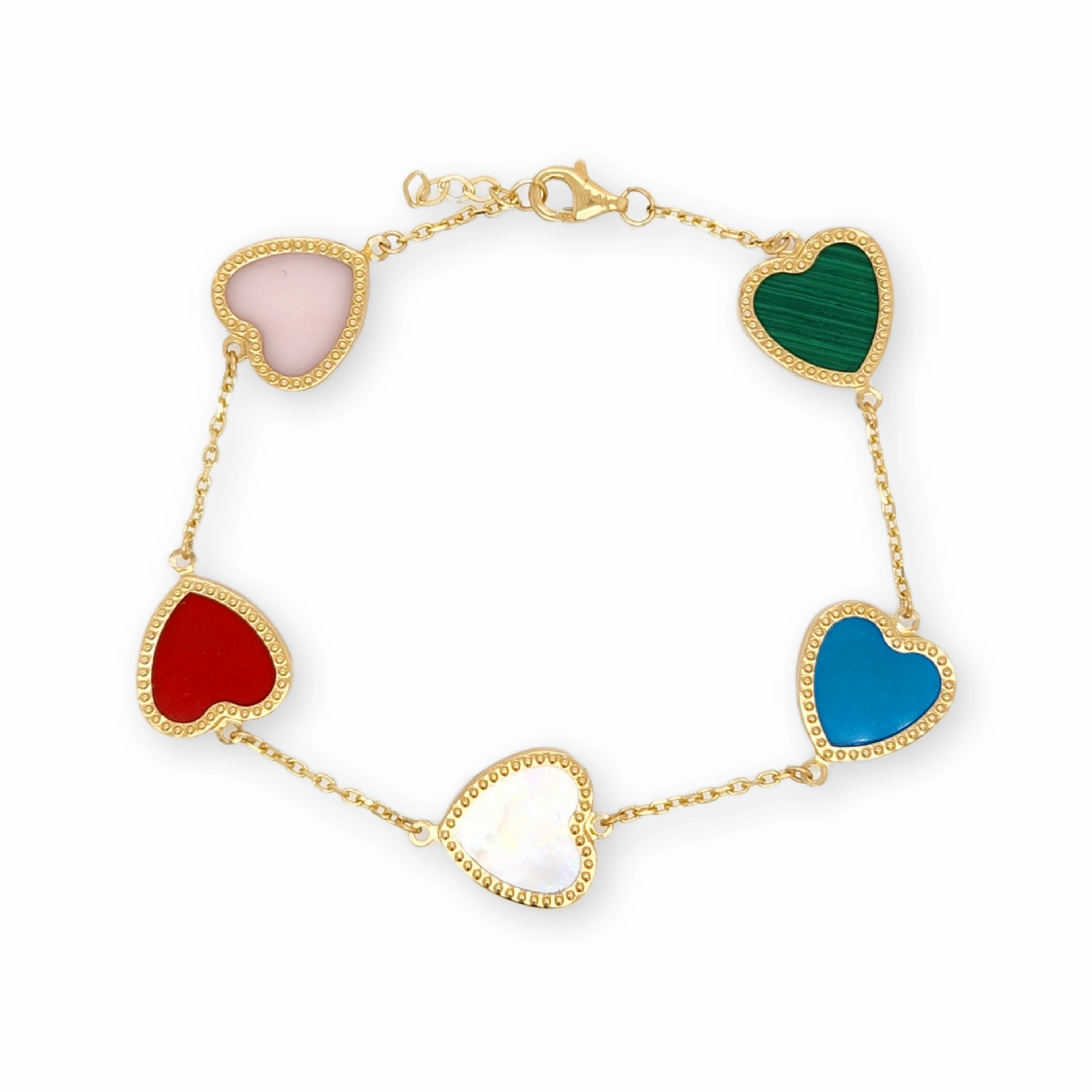 14k Gold Colored With Beaded Border Heart Bracelet Minimalist Aesthetic Characteristic Example