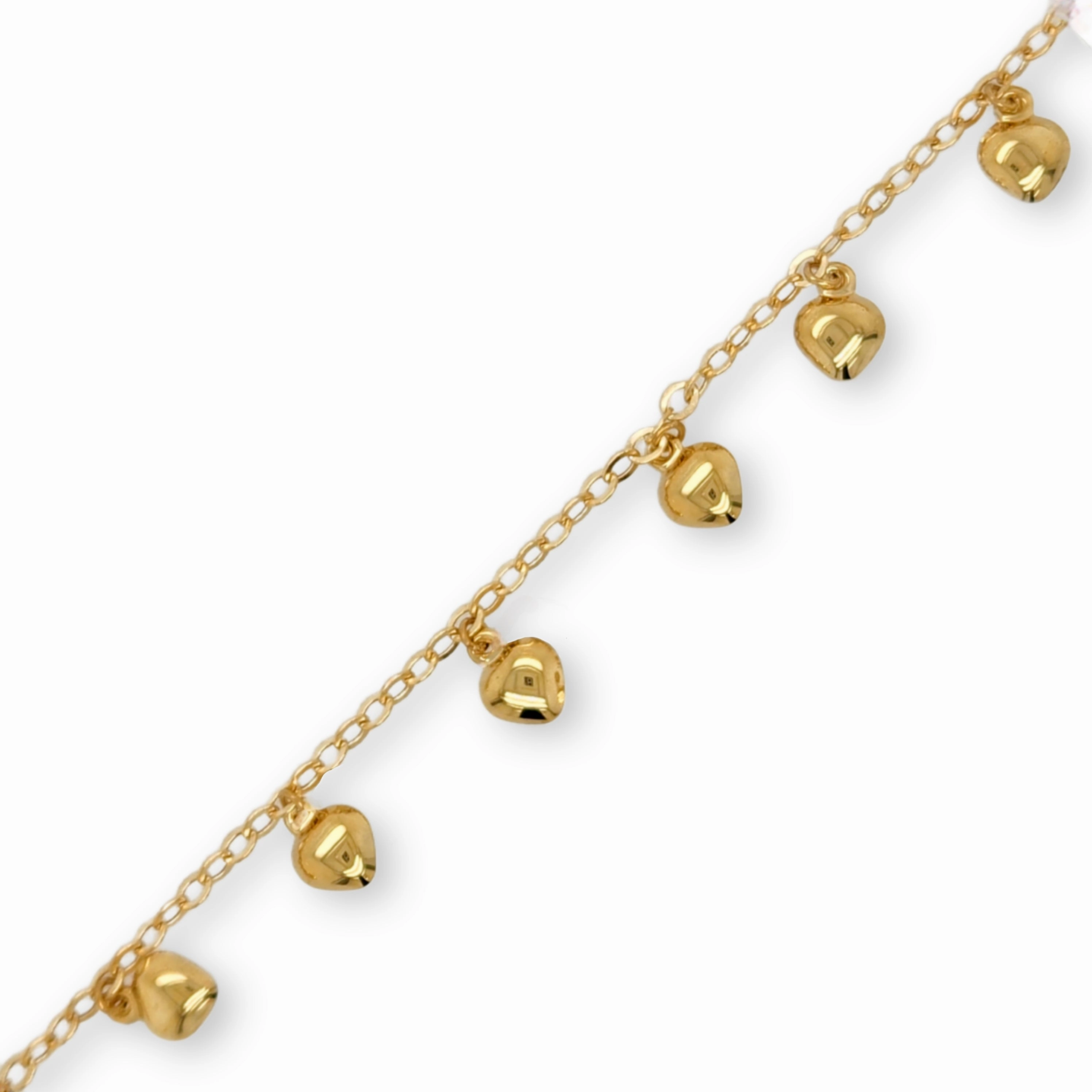 14k Gold Hanging Puffy Hearts Bracelet All-Stage Life Protection Symbols