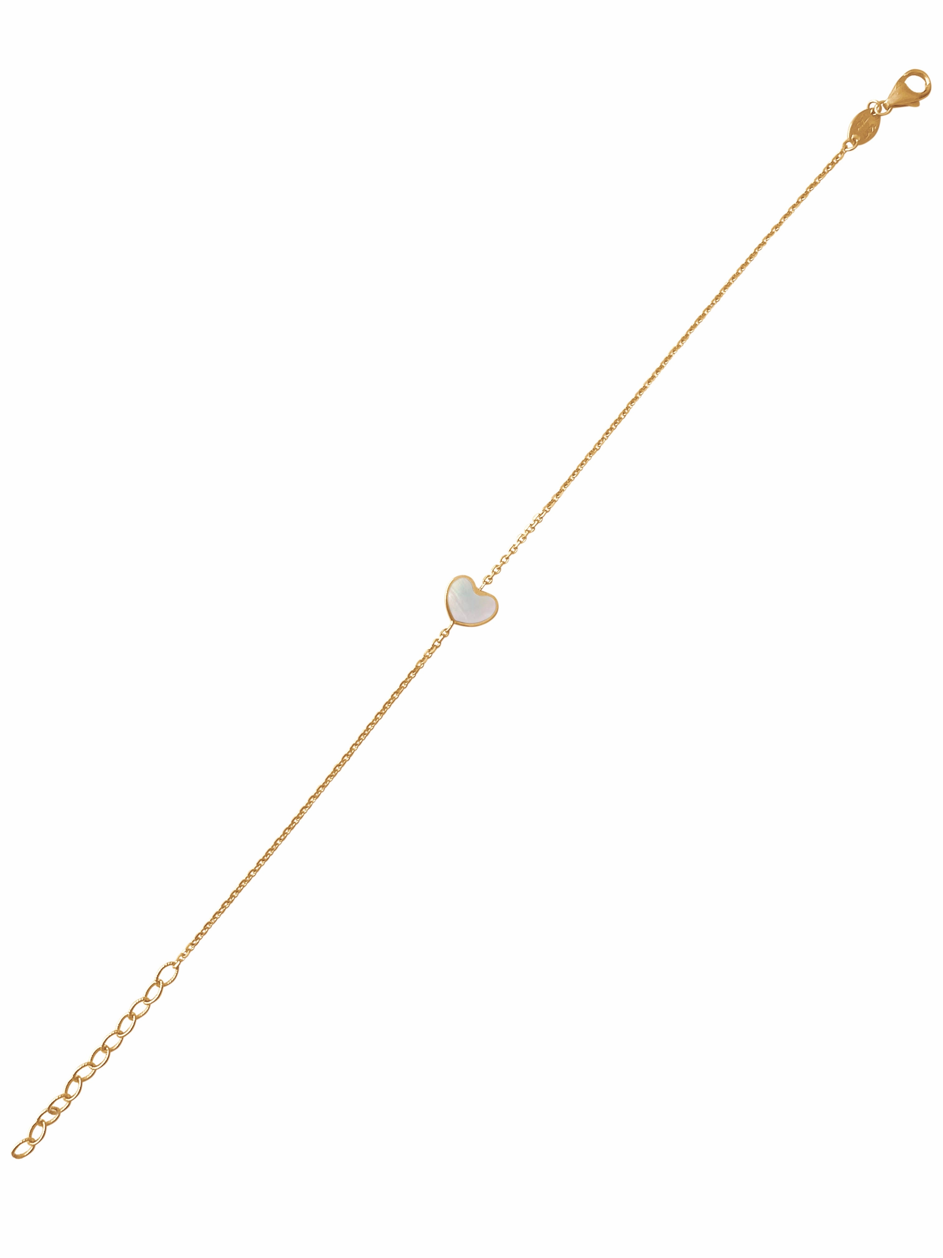 Elegant Flow 14K Gold Heart Onyx/ Mother of Pearl Bracelet