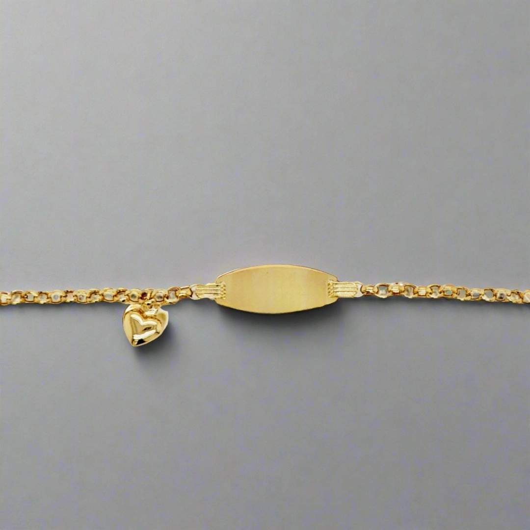 Universal Fusions Meritorious Amalgamations 14k Gold Name Plate With Heart Children's Bracelet
