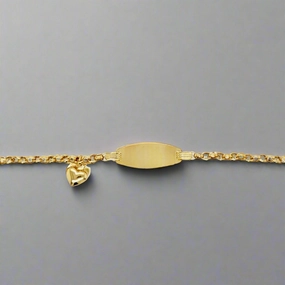 Universal Fusions Meritorious Amalgamations 14k Gold Name Plate With Heart Children's Bracelet