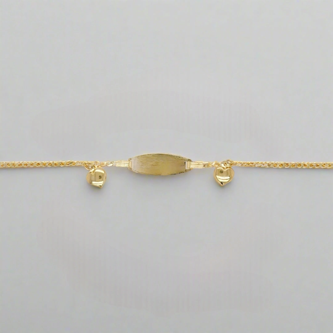 Perpetual Progress 14k Gold Name Plate With Hearts Children's Bracelet