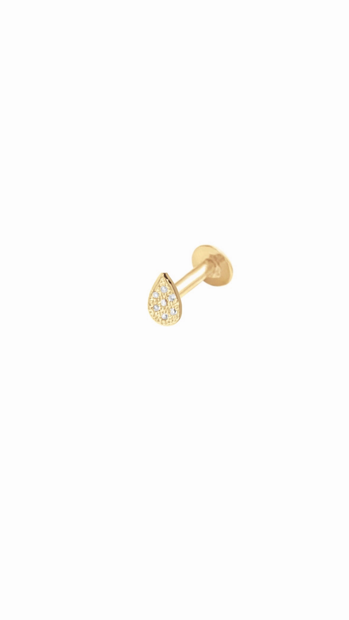 14K Gold Push Flat Back Pear shape Diamond Earring Stylish Appeal Distinctive Detail