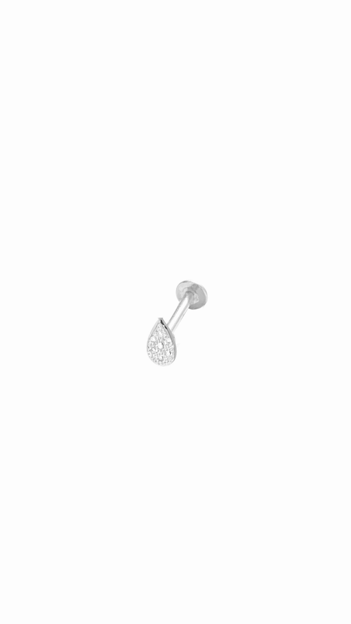 14K Gold Push Flat Back Pear shape Diamond Earring Quiet Grace Shiny Jewelry Touch
