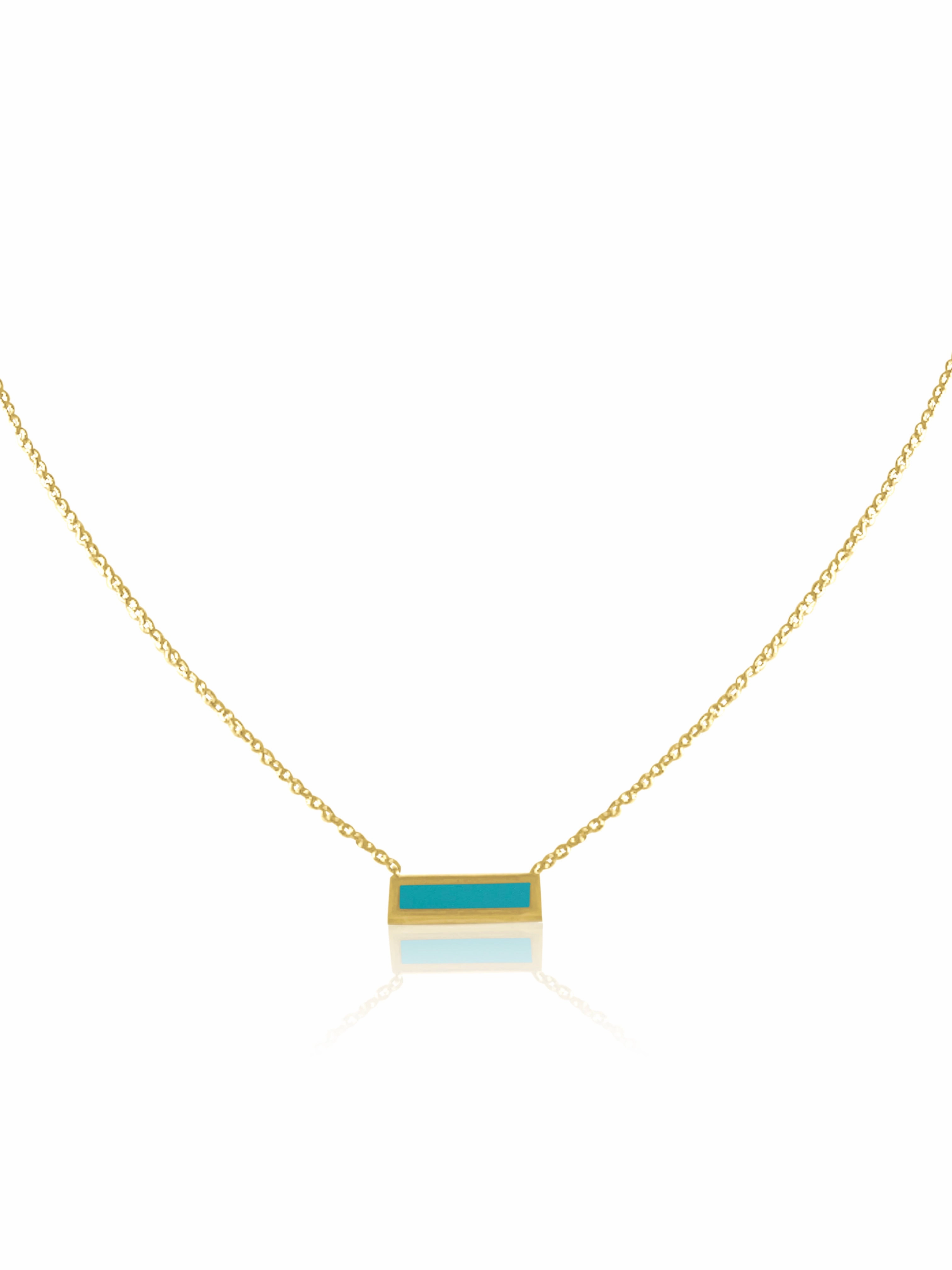 Graceful Feature Radiant Gifts 14K Gold Turquoise/Mother Of Pearl Bar Necklace