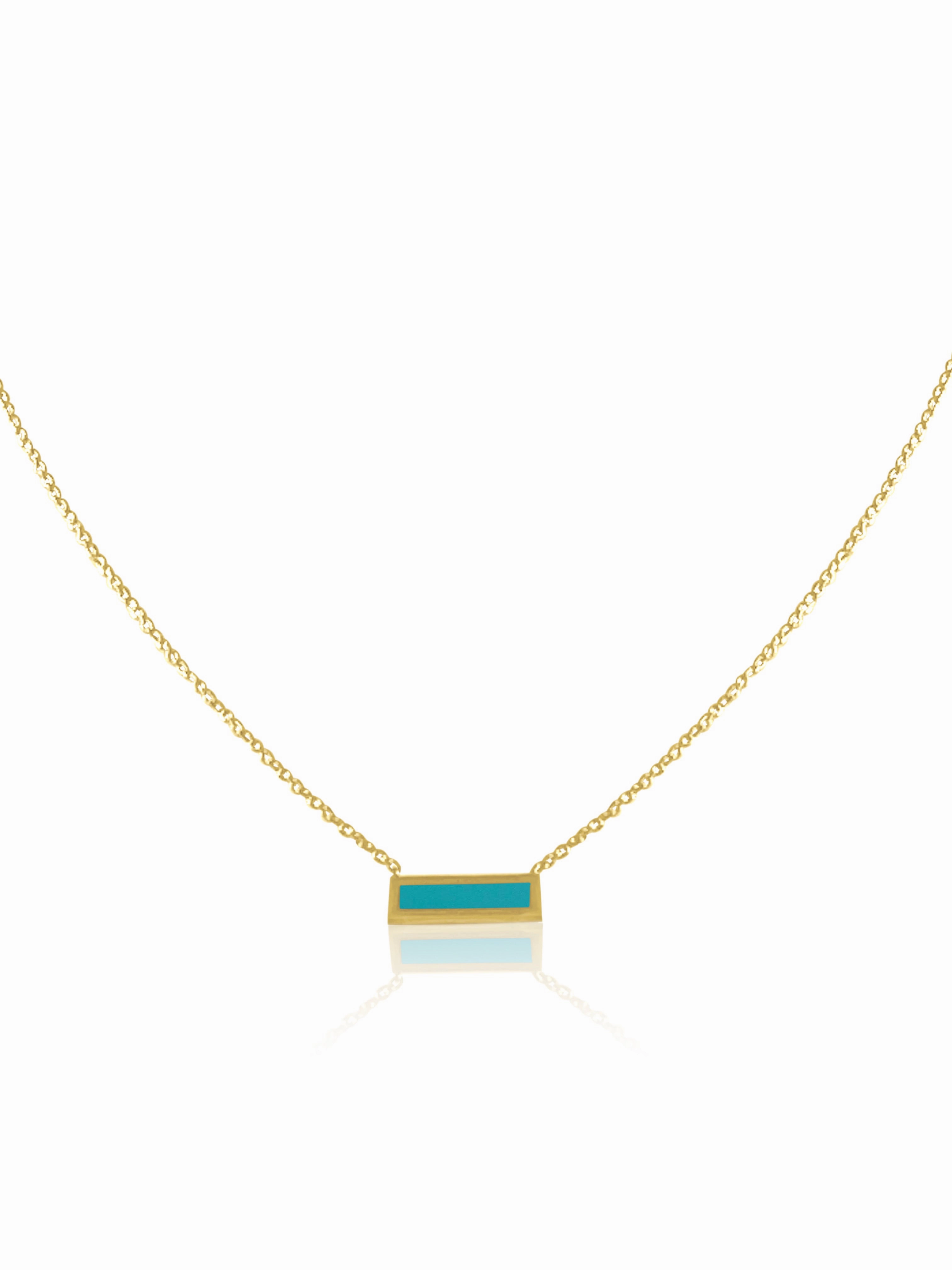 14K Gold Turquoise/Mother Of Pearl Bar Necklace Splendid Piece Budget-Friendly Gift