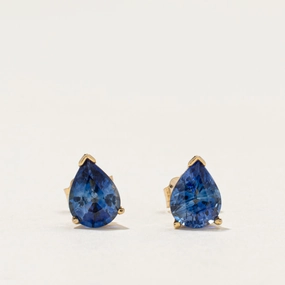 14k Pear Cut Sapphire Stud Earrings | 2.40ctw Urban Minimal