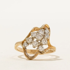 14K Scattered Diamond Abstract Ring | 0.42ctw | SZ 6 Graceful Appeal