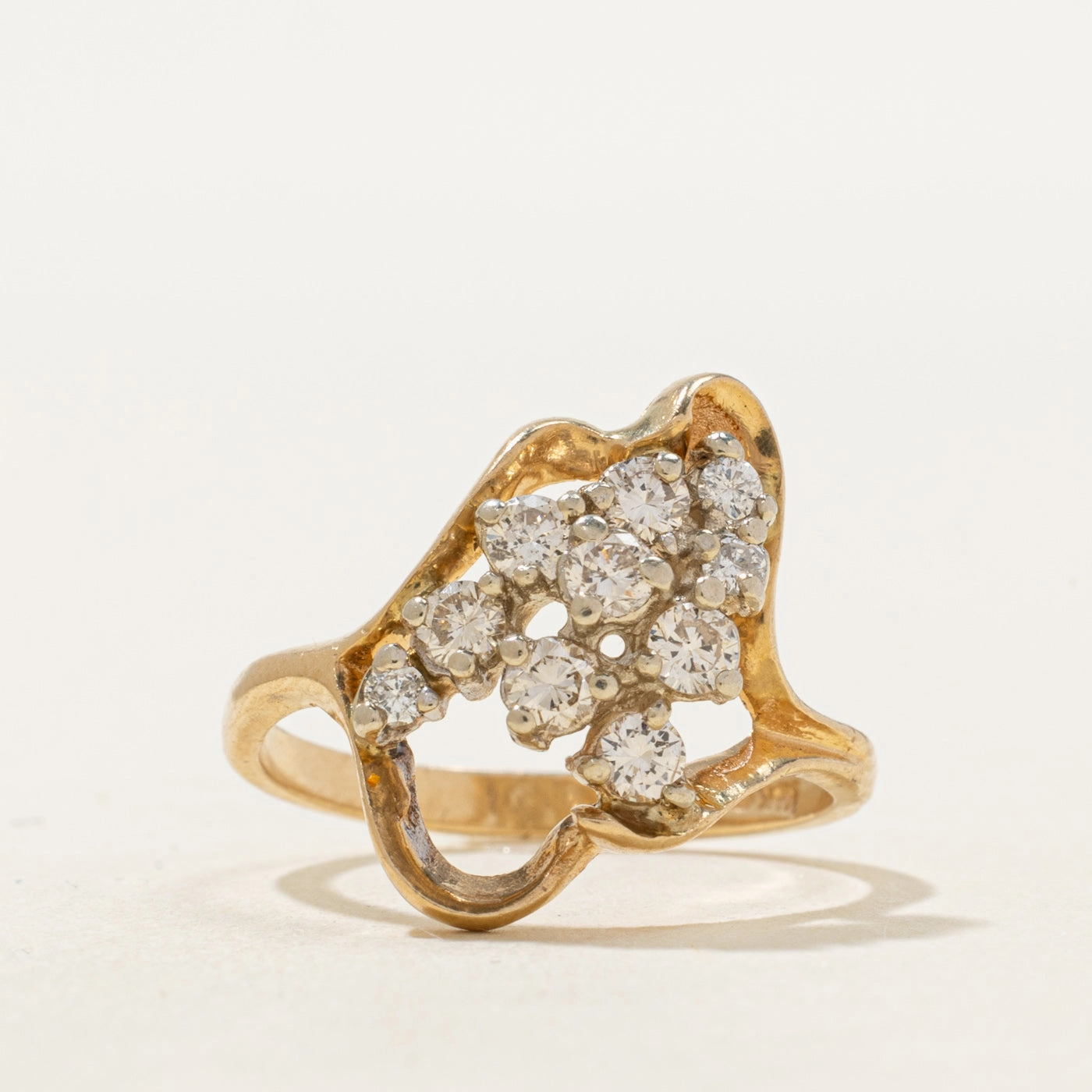 14K Scattered Diamond Abstract Ring | 0.42ctw | SZ 6 Graceful Appeal