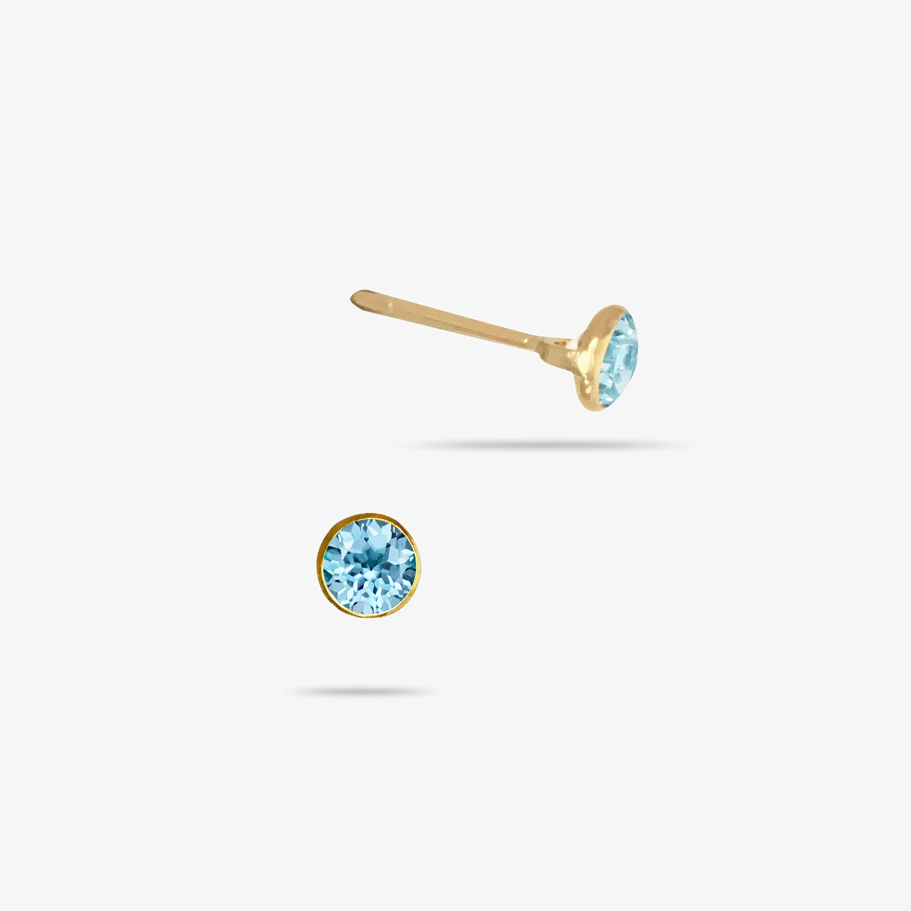 Glossy Trinket Brilliant Accessory 14k Solid Gold Aquamarine Solitaire Stud Earrings