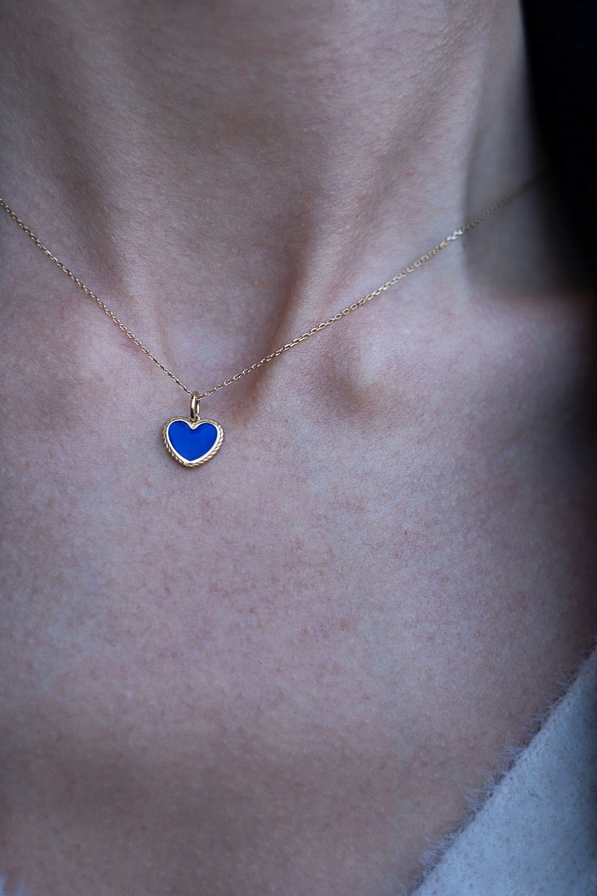 Fragile Item Dreamy Touch 14K Solid Gold Mon Coeur Pendant with Enamel (Without Chain)