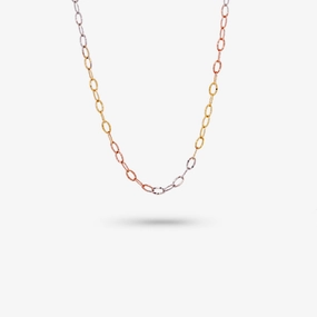 14k Solid Gold Tri-color Oval Link Diamond Cut Necklace Night Ready Gift Ready