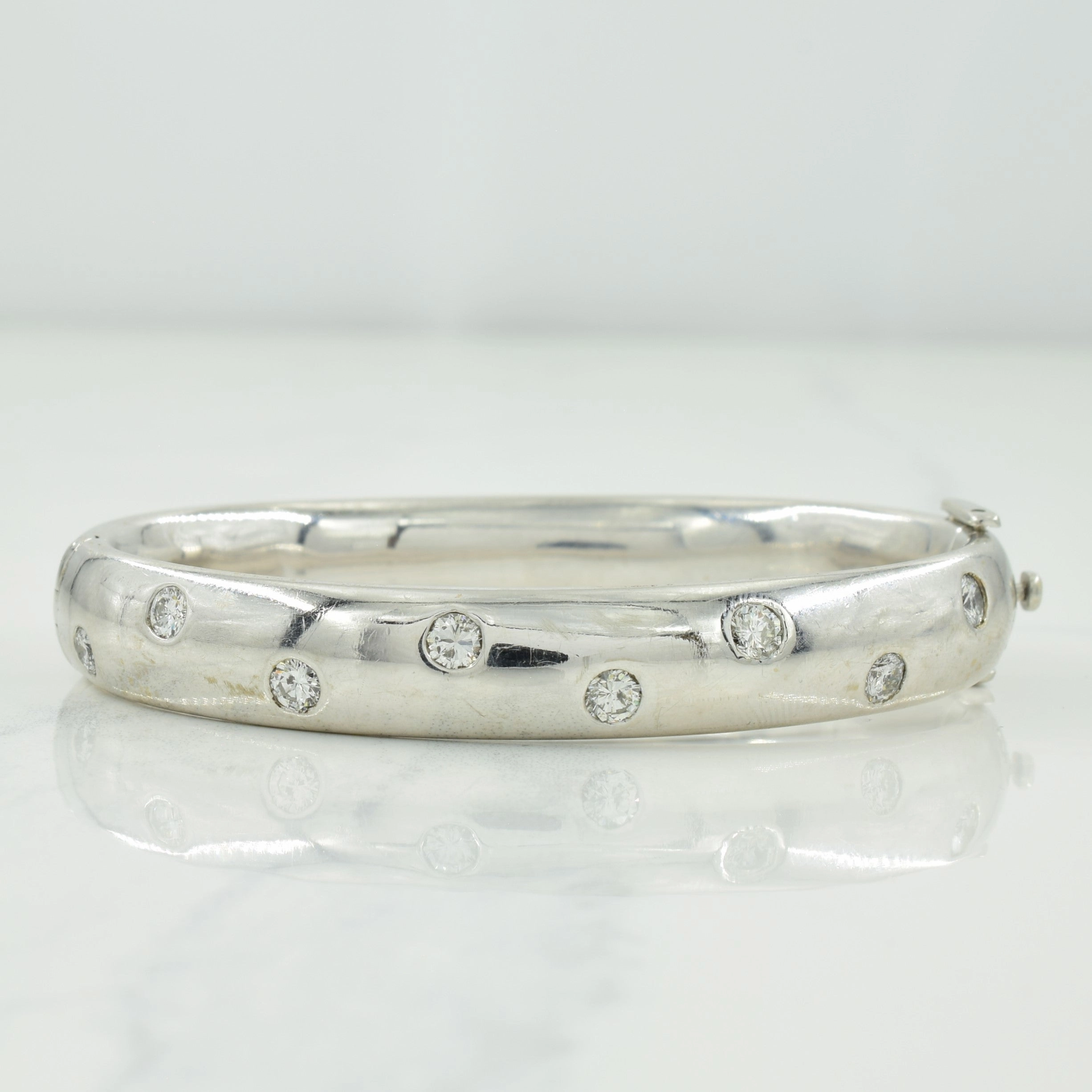 14k White Gold Diamond Bracelet | 1.44ctw | 7.5" | Stylish Contour