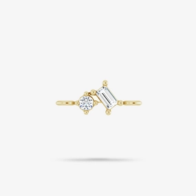 Fashionable Edge Casual Shine 14K Yellow Gold Elegant Petite Natural Diamond Link Charm
