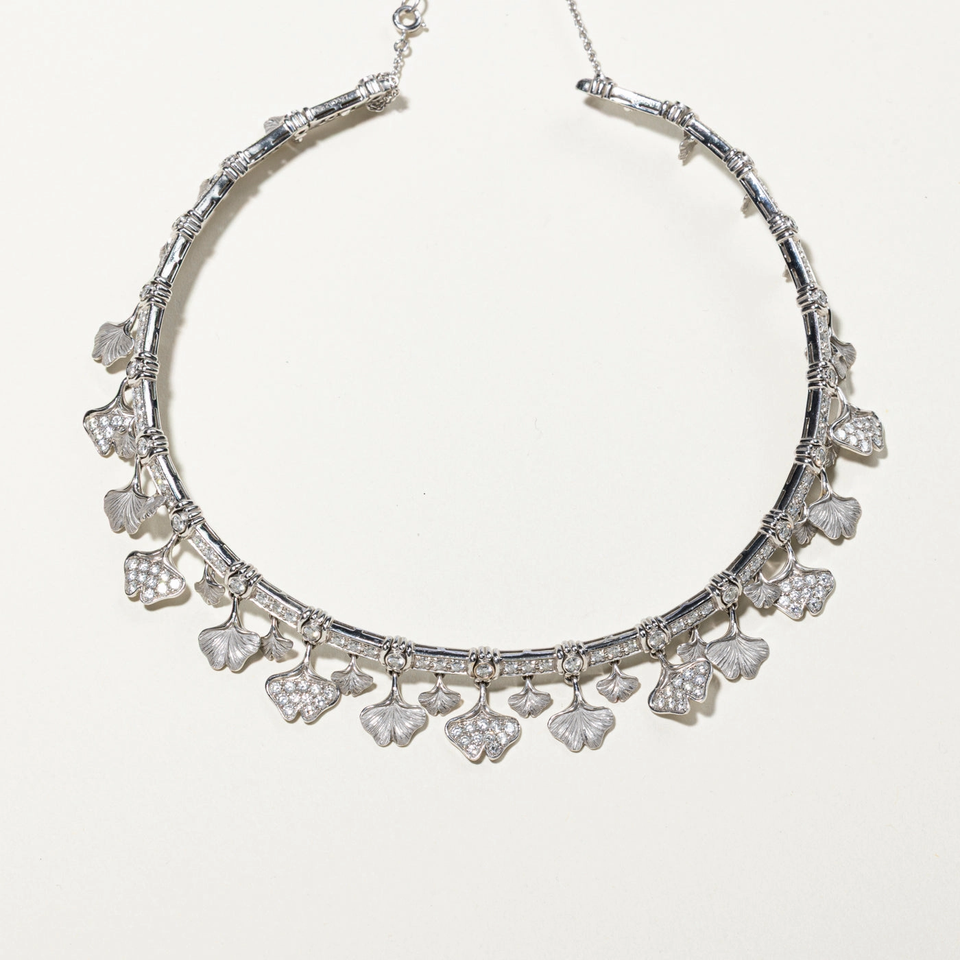 18k Diamond Leaf Pendant Choker Necklace | 6.49ctw Personalized Gift