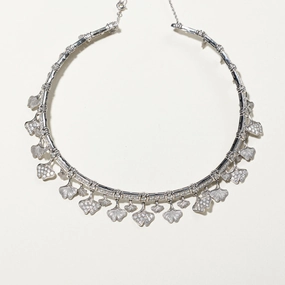 18k Diamond Leaf Pendant Choker Necklace | 6.49ctw Personalized Gift