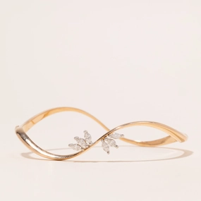 18k Marquise Cut Diamond Wave Bangle | 0.36ctw | 7.75" Unique Creation Exclusive Accessories