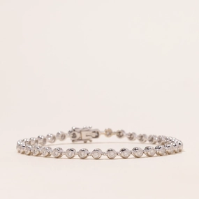 18k White Gold Bezel Set Diamond Tennis Bracelet | 0.55ctw | 6.5" Easy Match