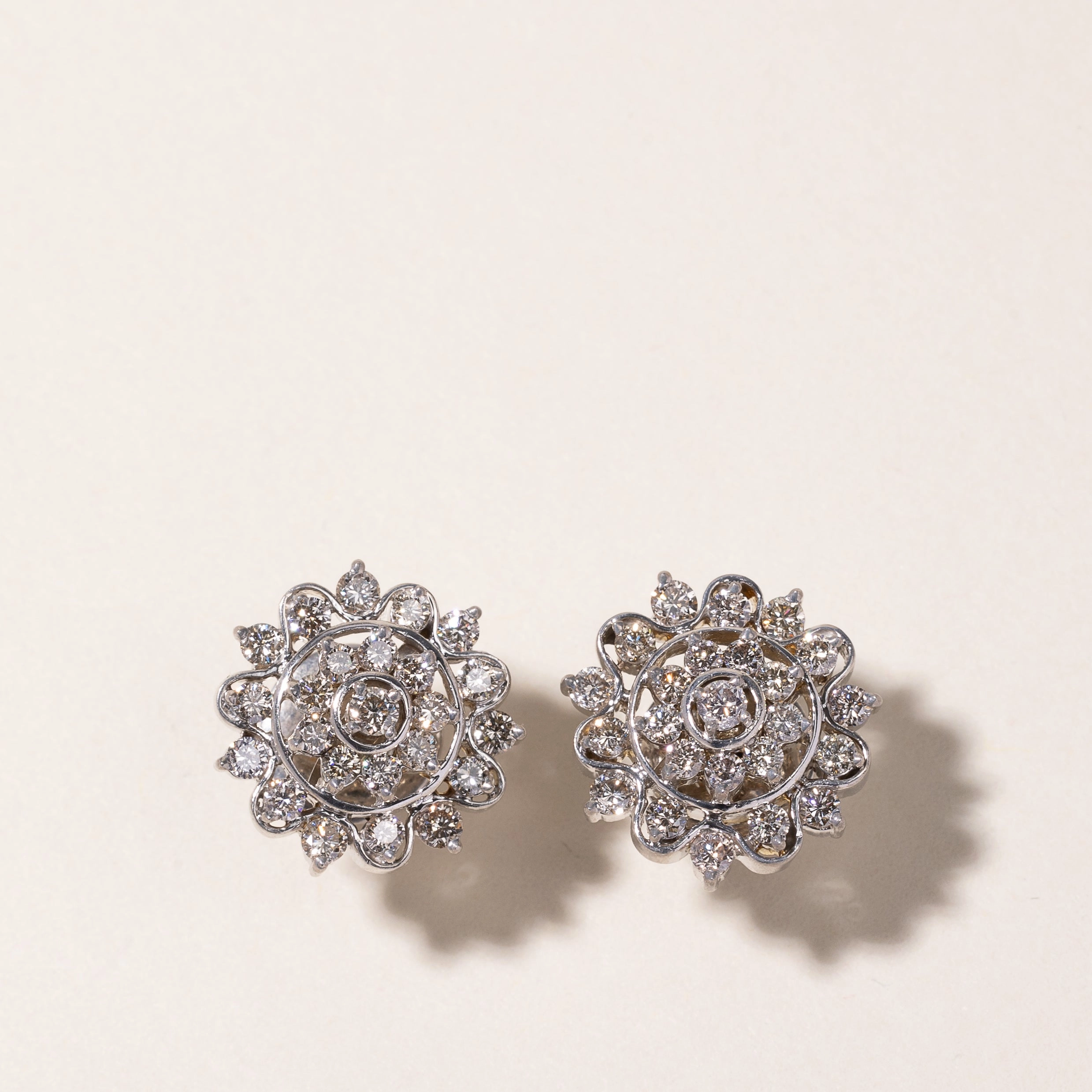 18k White Gold Cluster Diamond Earring | 2.11ctw Timeless Accessories