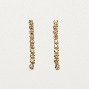 Charming Jewelry Shine Soft Edge 18k Yellow Gold Diamond Column Drop Earrings | 0.84ctw