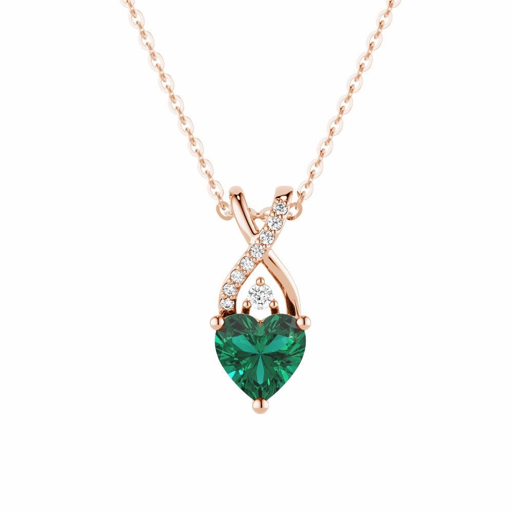 1.16 CT. Solitaire Heart Emerald and White Sapphire Pendant Unique Design High-Quality Ornament