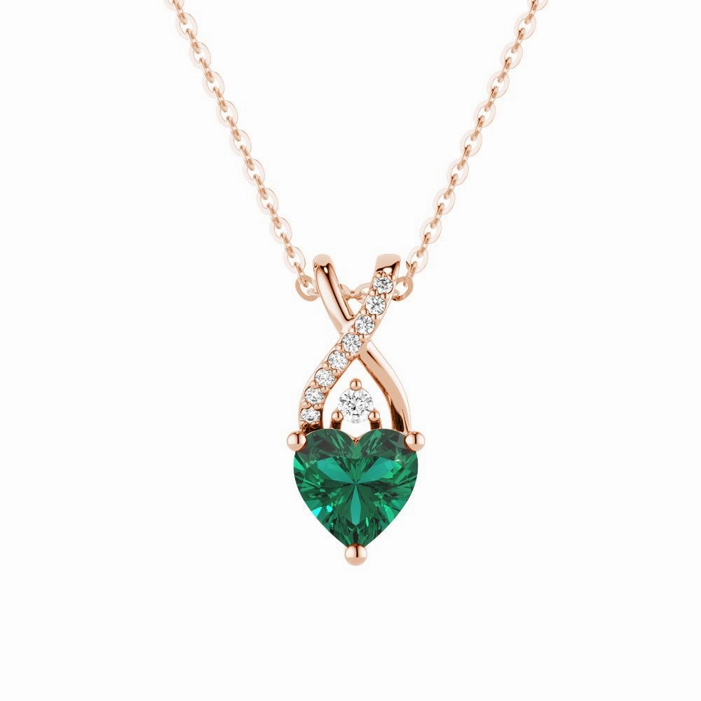 1.16 CT. Solitaire Heart Emerald and White Sapphire Pendant fresh start