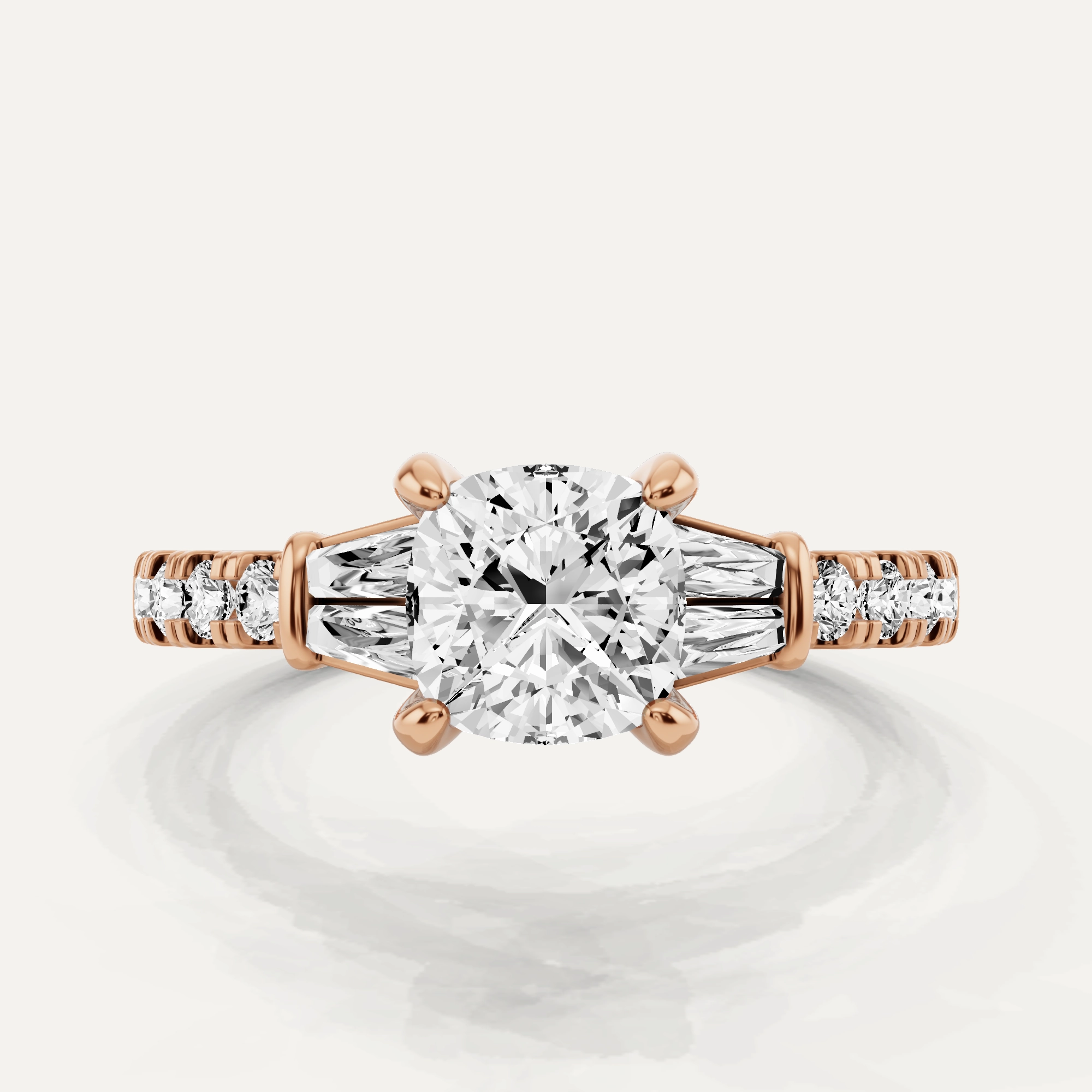 1 1/2 ctw Cushion Diamond Side Stone Engagement Ring Understated Elegance Feminine Finish