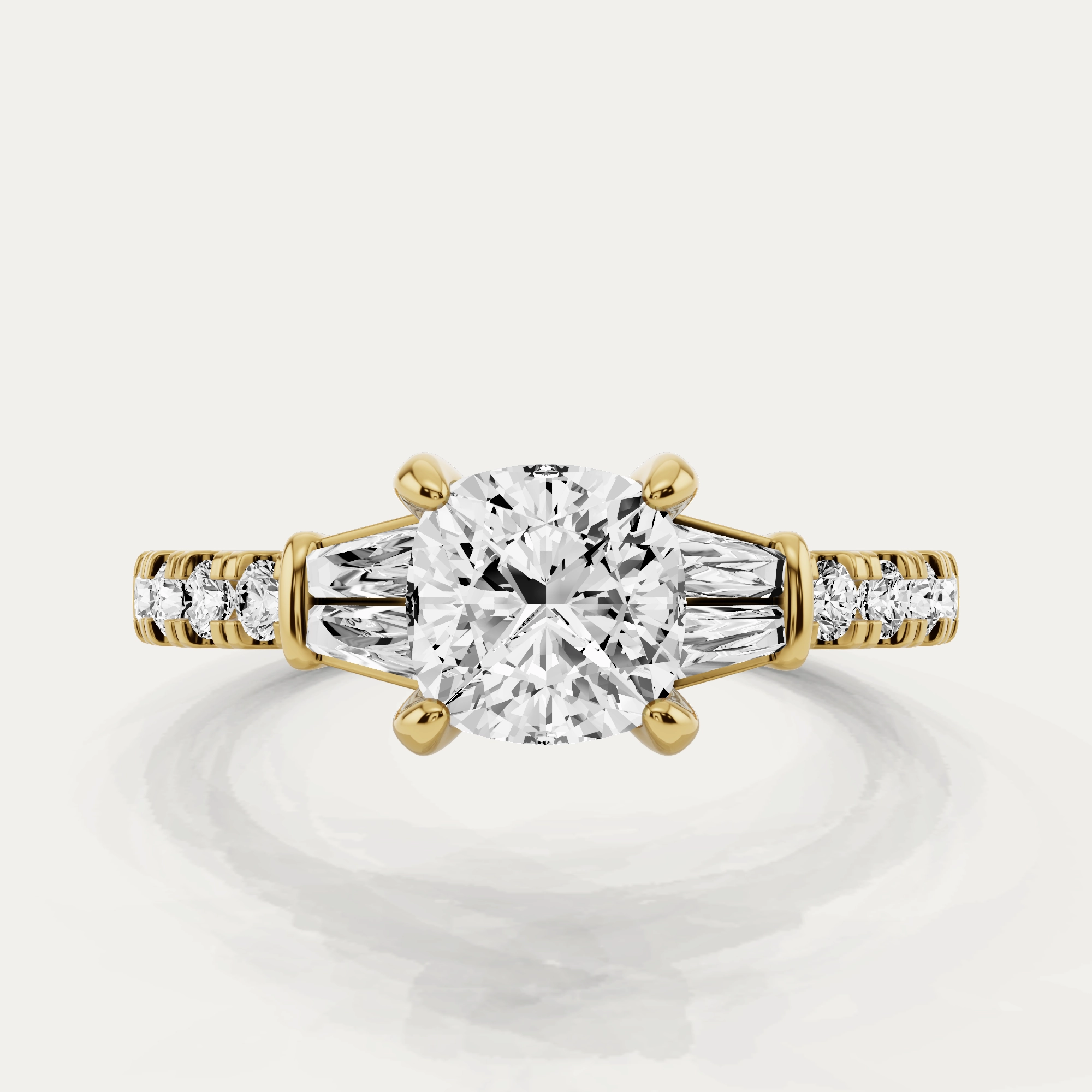 Bridal Touch Trendy Design 1 1/2 ctw Cushion Diamond Side Stone Engagement Ring