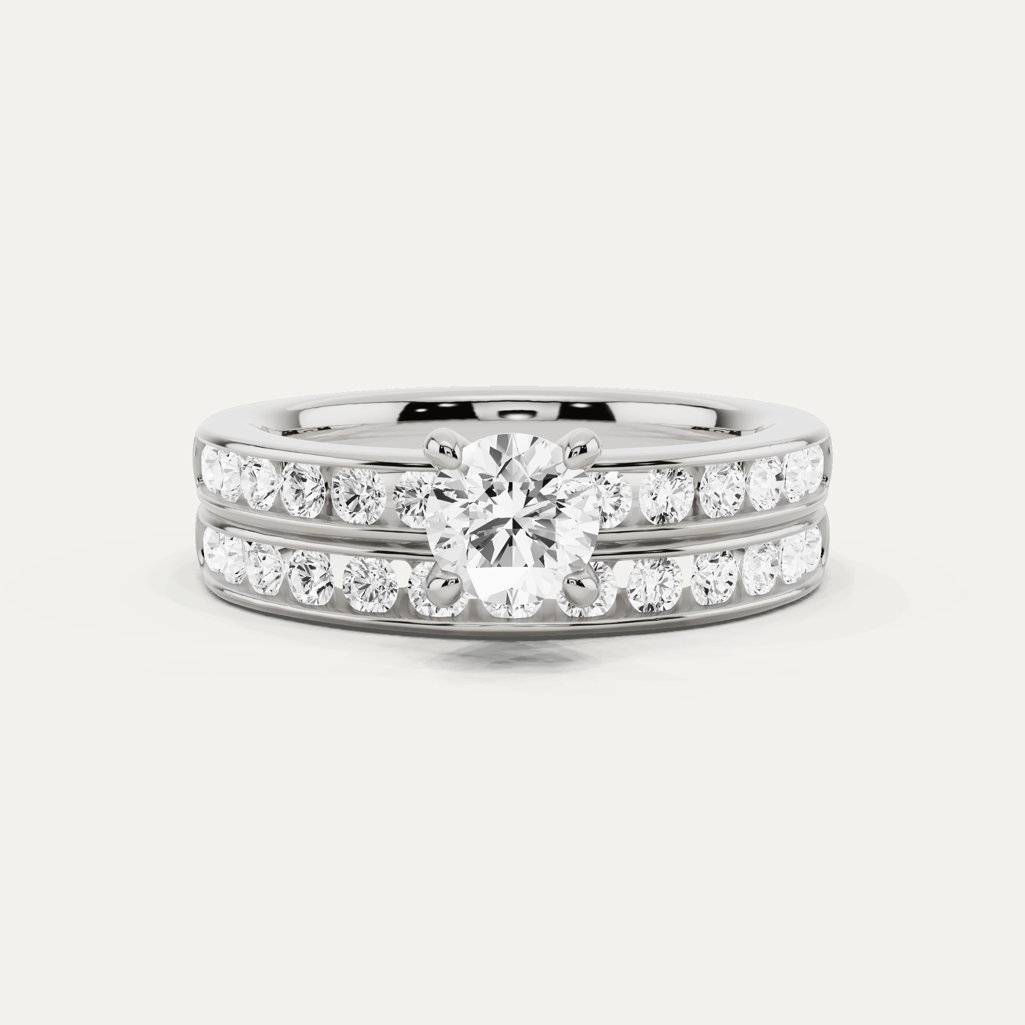 1 1/2 ctw Round Diamond Channel Set Round Side Stone Bridal Set Seasonal Style