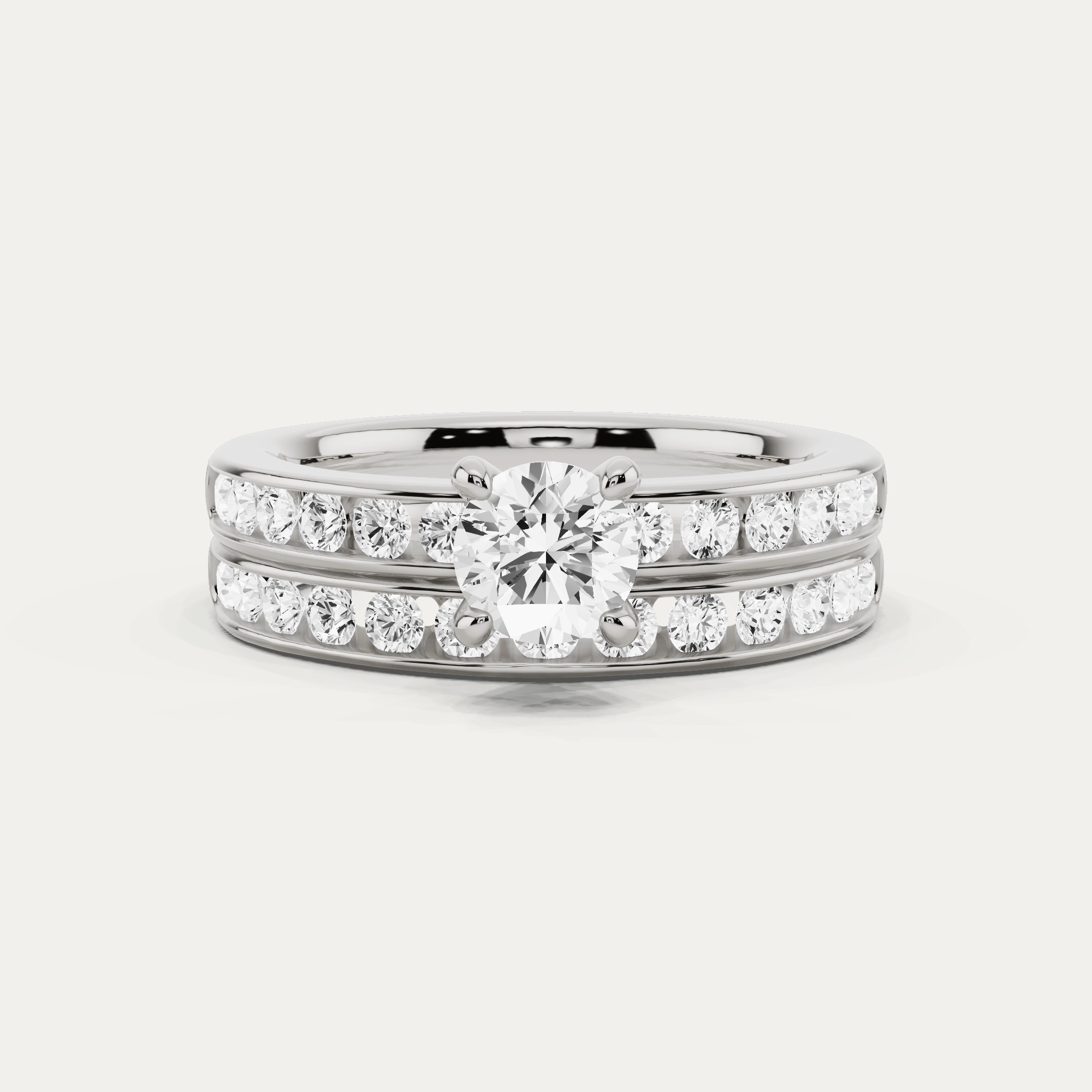 1 1/2 ctw Round Diamond Channel Set Round Side Stone Bridal Set Effortless Sparkle Exclusive Accent