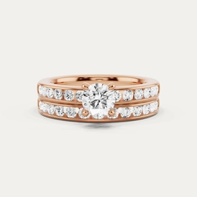 Playful Spark Fashion Spark 1 1/2 ctw Round Diamond Channel Set Round Side Stone Bridal Set