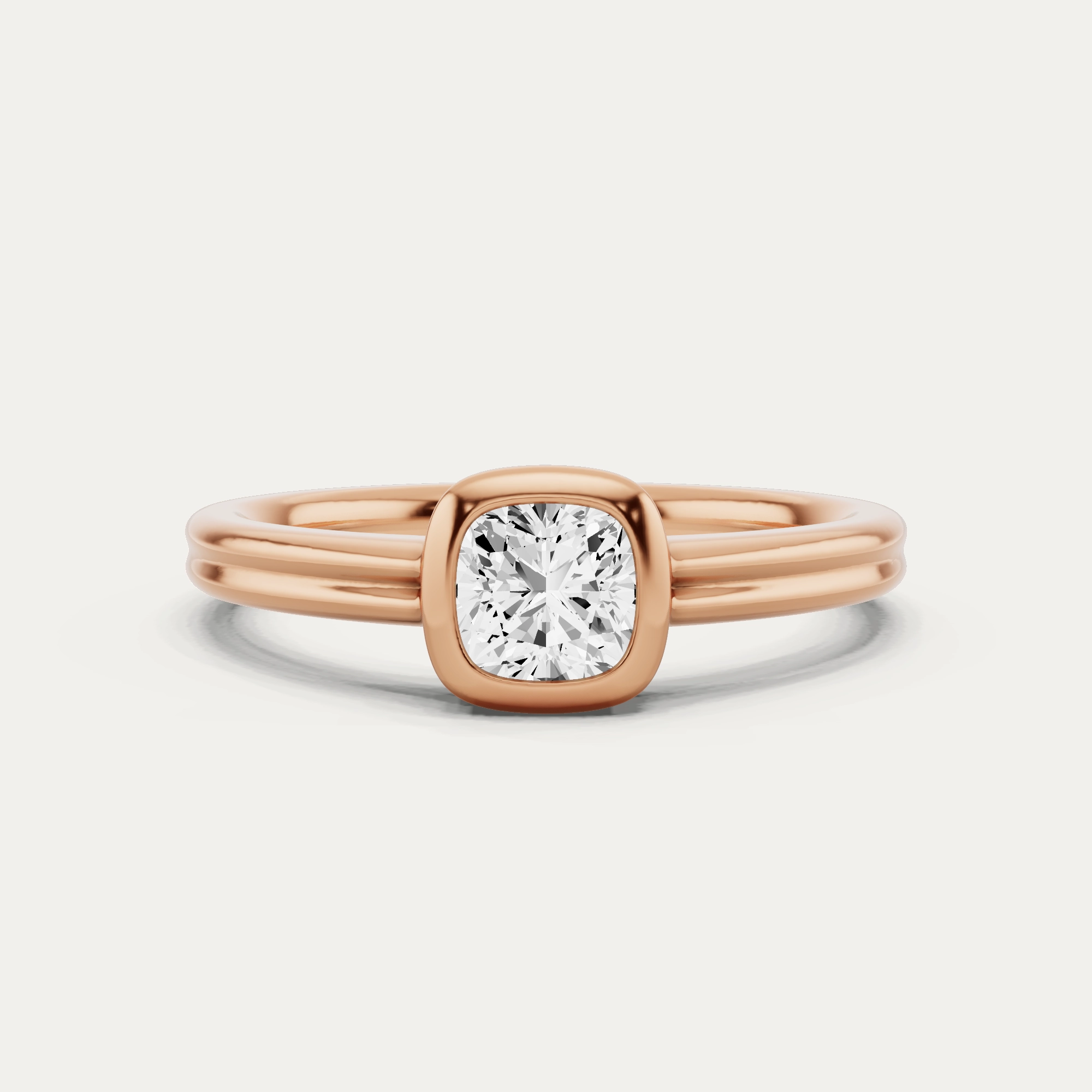 1/2 ctw Cushion Diamond Bezel Set Double Shank Solitaire Engagement Ring Everyday Accent Fashion Elegance