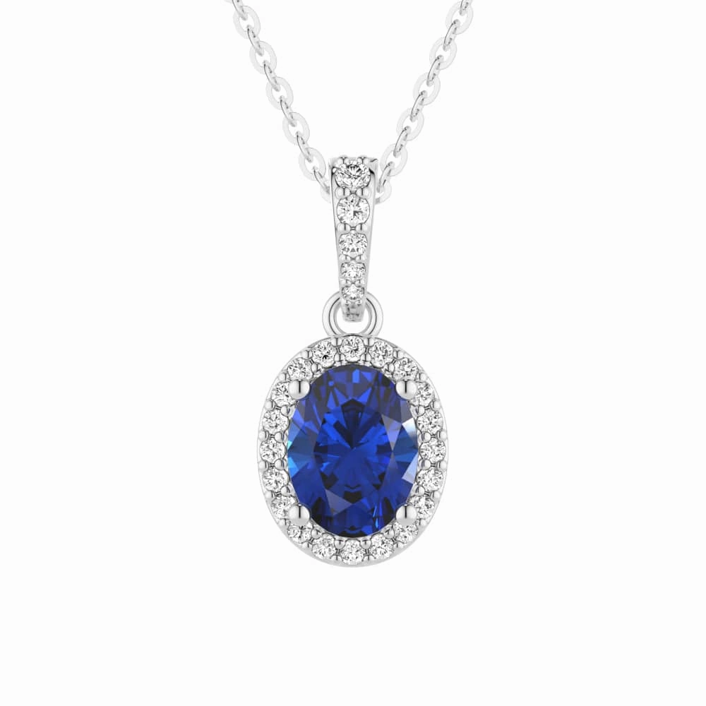1.69 CT. Vintage Style Oval Sapphire Halo Pendant Fashionable Lady
