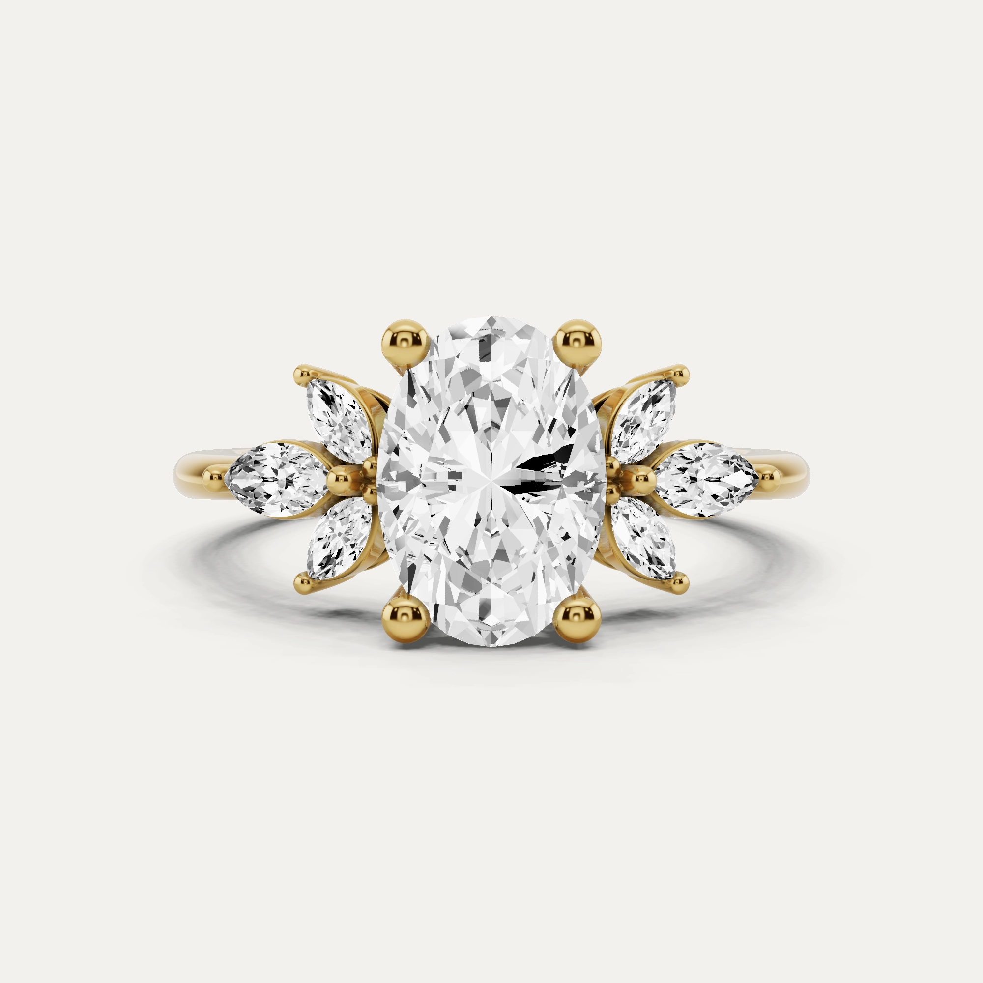 1 7/8 ctw Oval Diamond Engagement Ring with Side Marquise Travel Mood