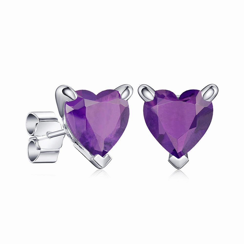 Statement Item 1 CT. Heart Shaped Birthstone Gemstone Stud Earrings