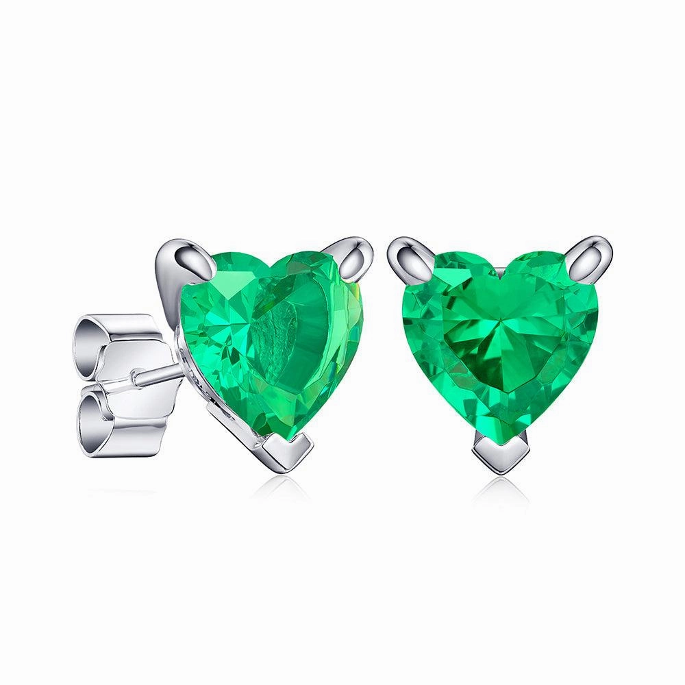 Refined Product Business Piece 1 CT. Heart Shaped Birthstone Gemstone Stud Earrings