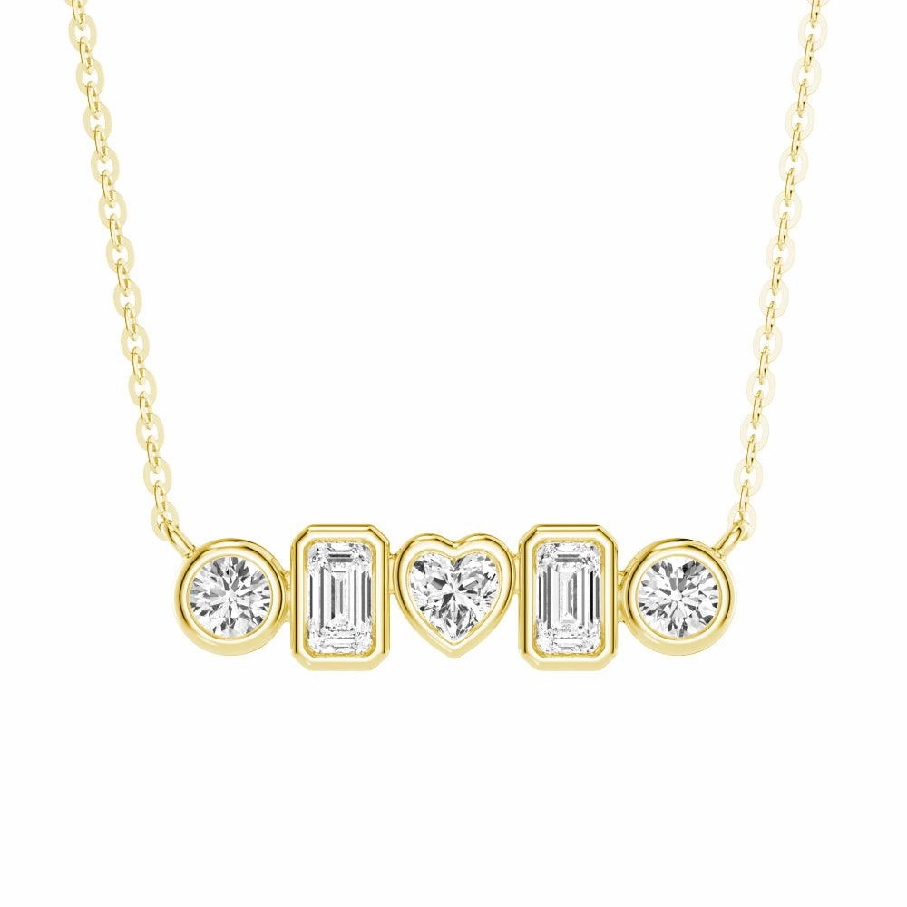 1 CT. Multi Shape Moissanite Bezel Five Stone Fashion Pendant Necklace college student