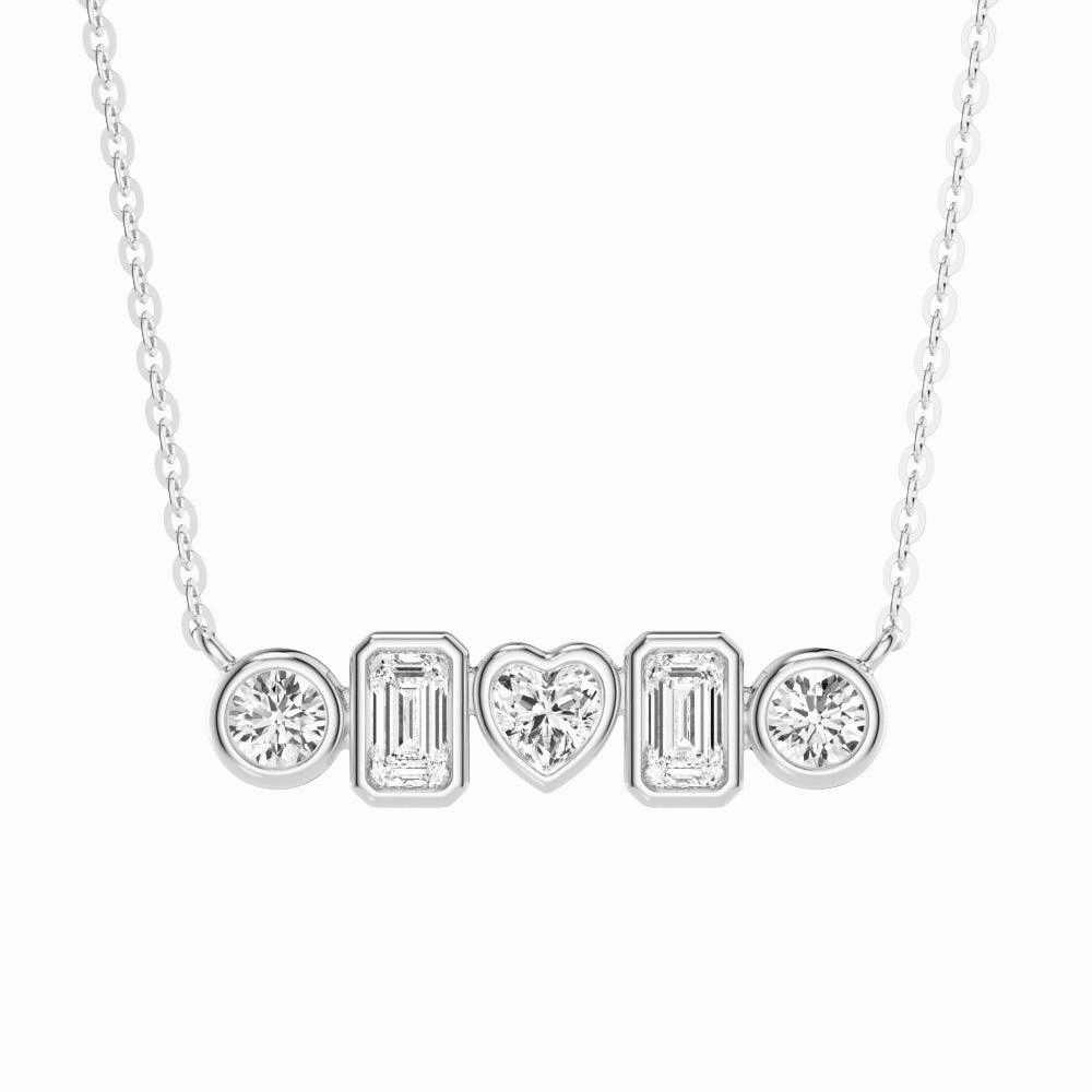 Distinctive Ornament family gathering 1 CT. Multi Shape Moissanite Bezel Five Stone Fashion Pendant Necklace