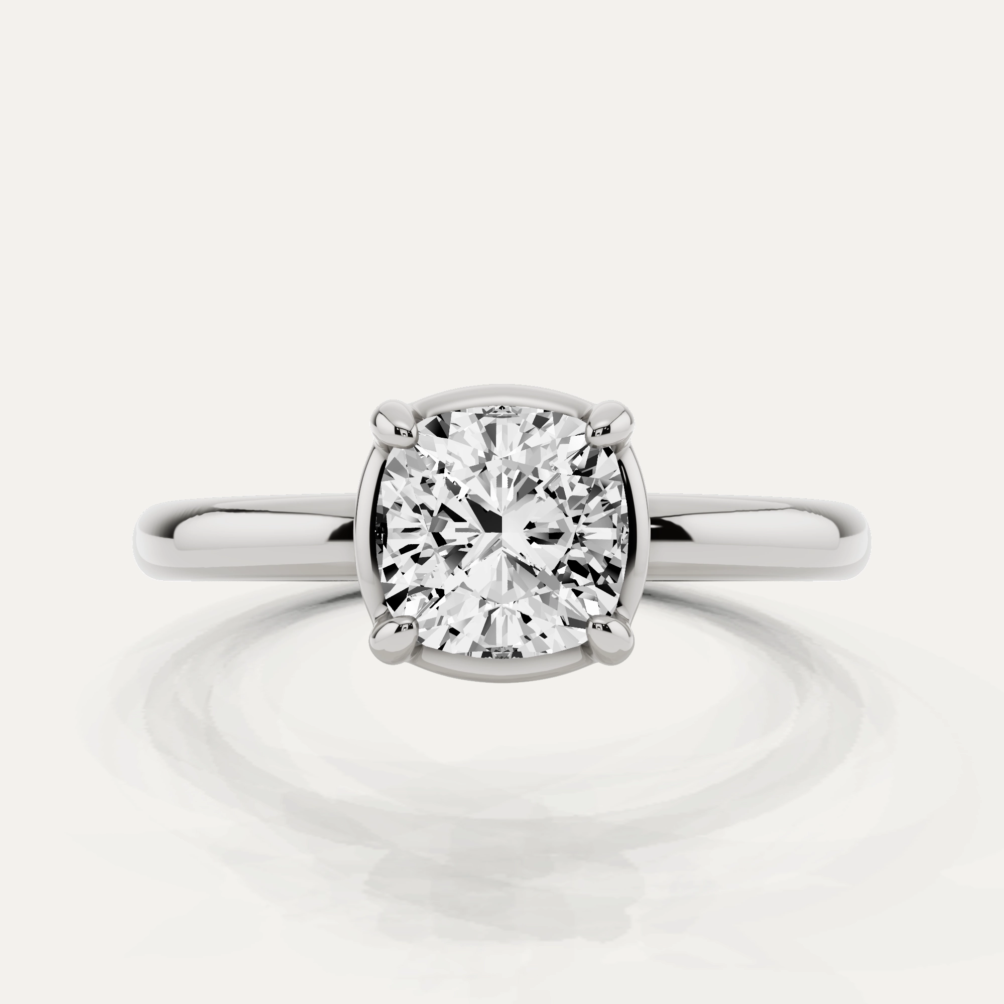 Elegant Silhouette Shine Accent 1 ctw Cushion Diamond Solitaire Engagement Ring