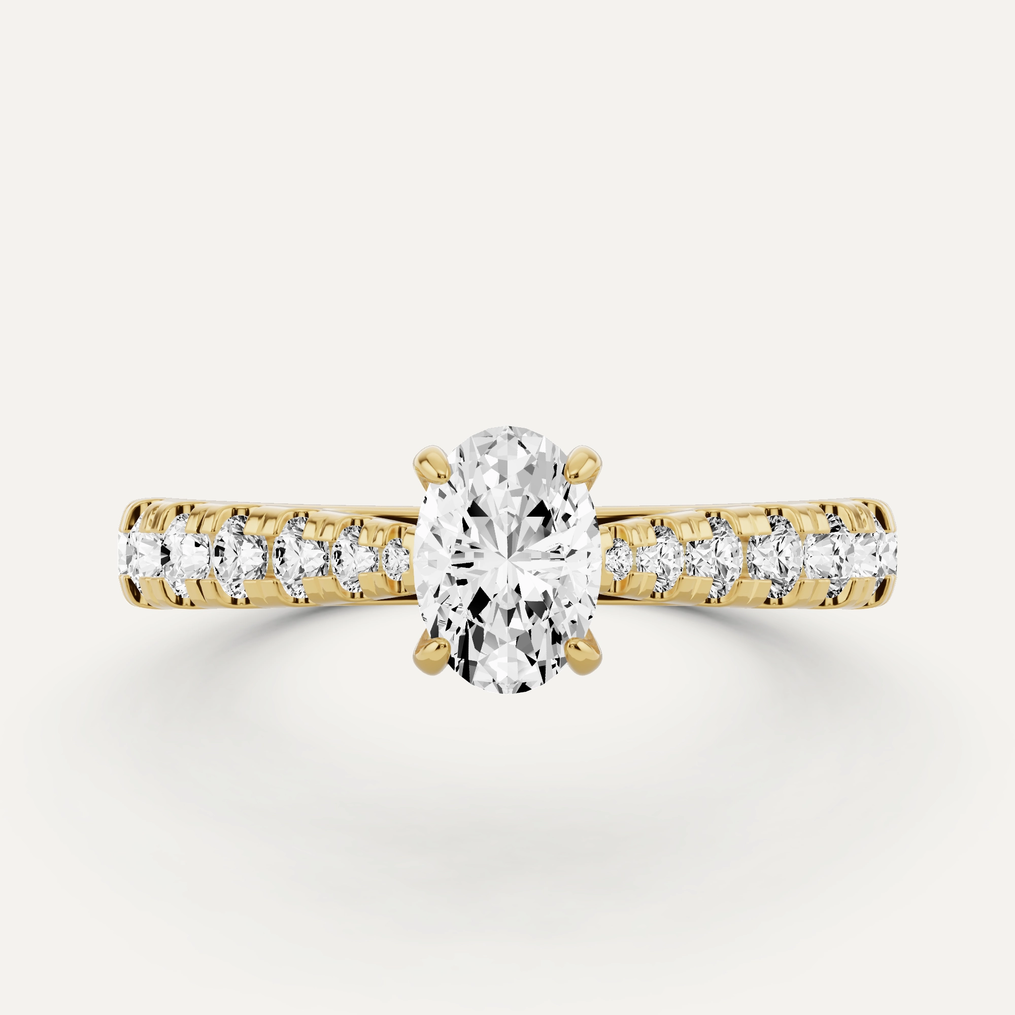 1 ctw Oval Diamond Graduated Side Stone Engagement Ring Classic Jewelry Fusion Form