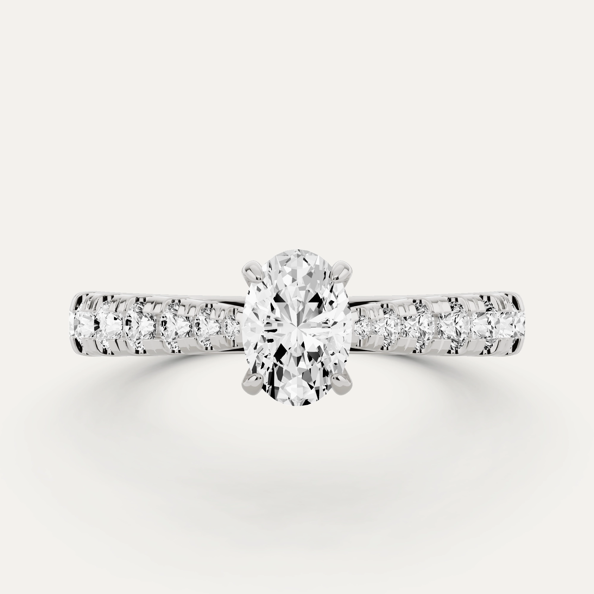 1 ctw Oval Diamond Graduated Side Stone Engagement Ring summer look Elegant Creations